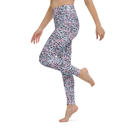 Yoga Leggings- ZEBRA AND LEOPARD PRINT PINK WITH CYAN