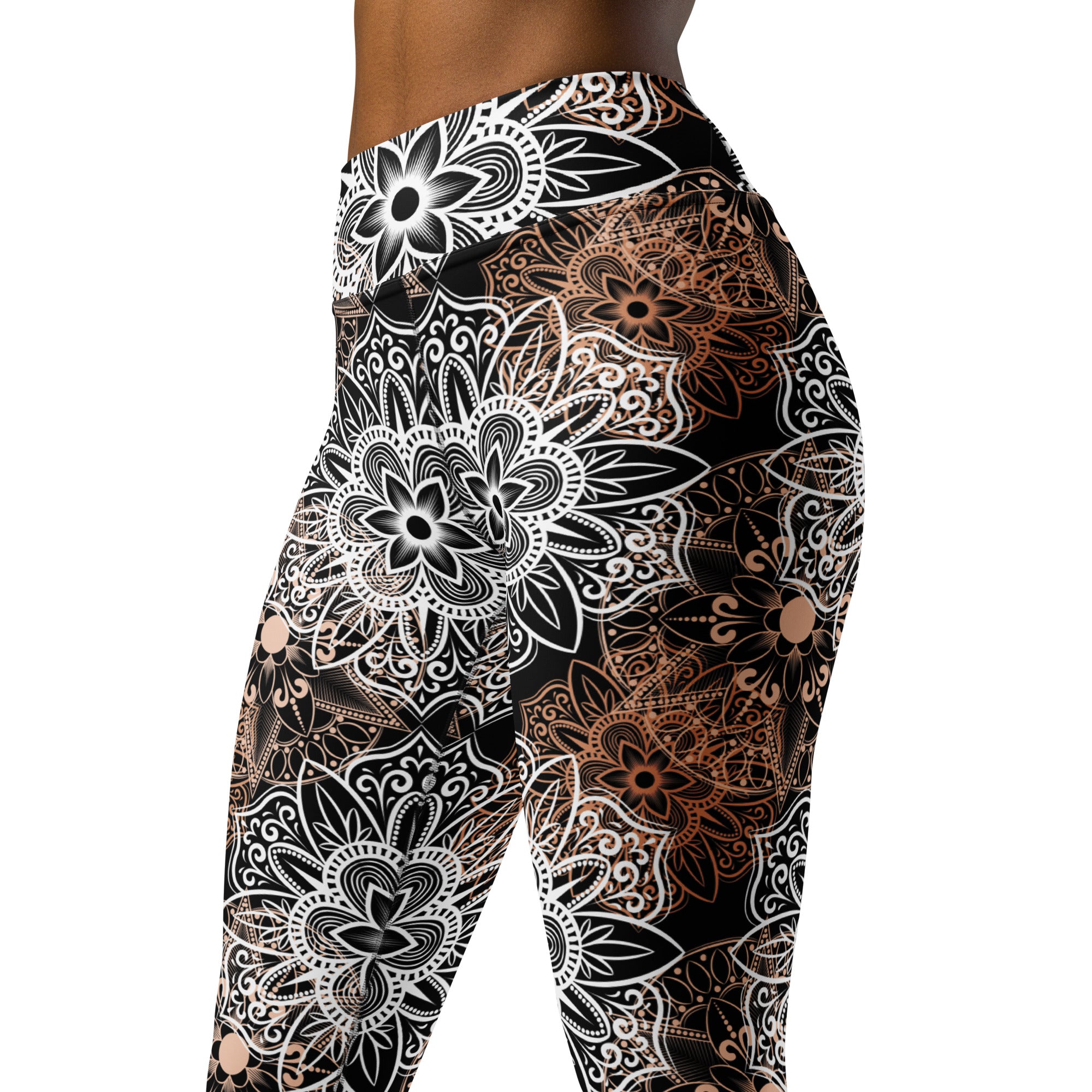 Yoga Leggings- Mandala Brown and Black