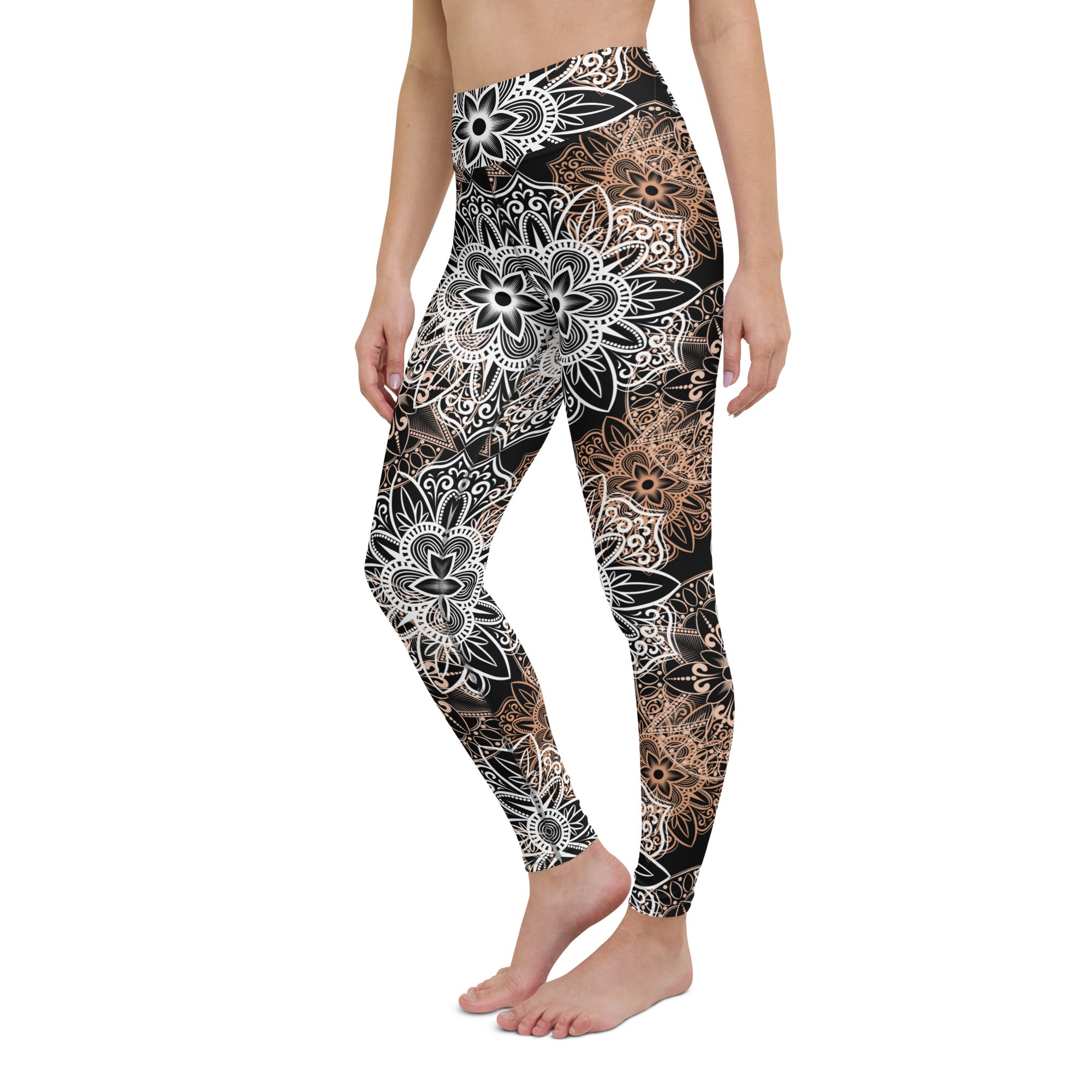 Yoga Leggings- Mandala Brown and Black