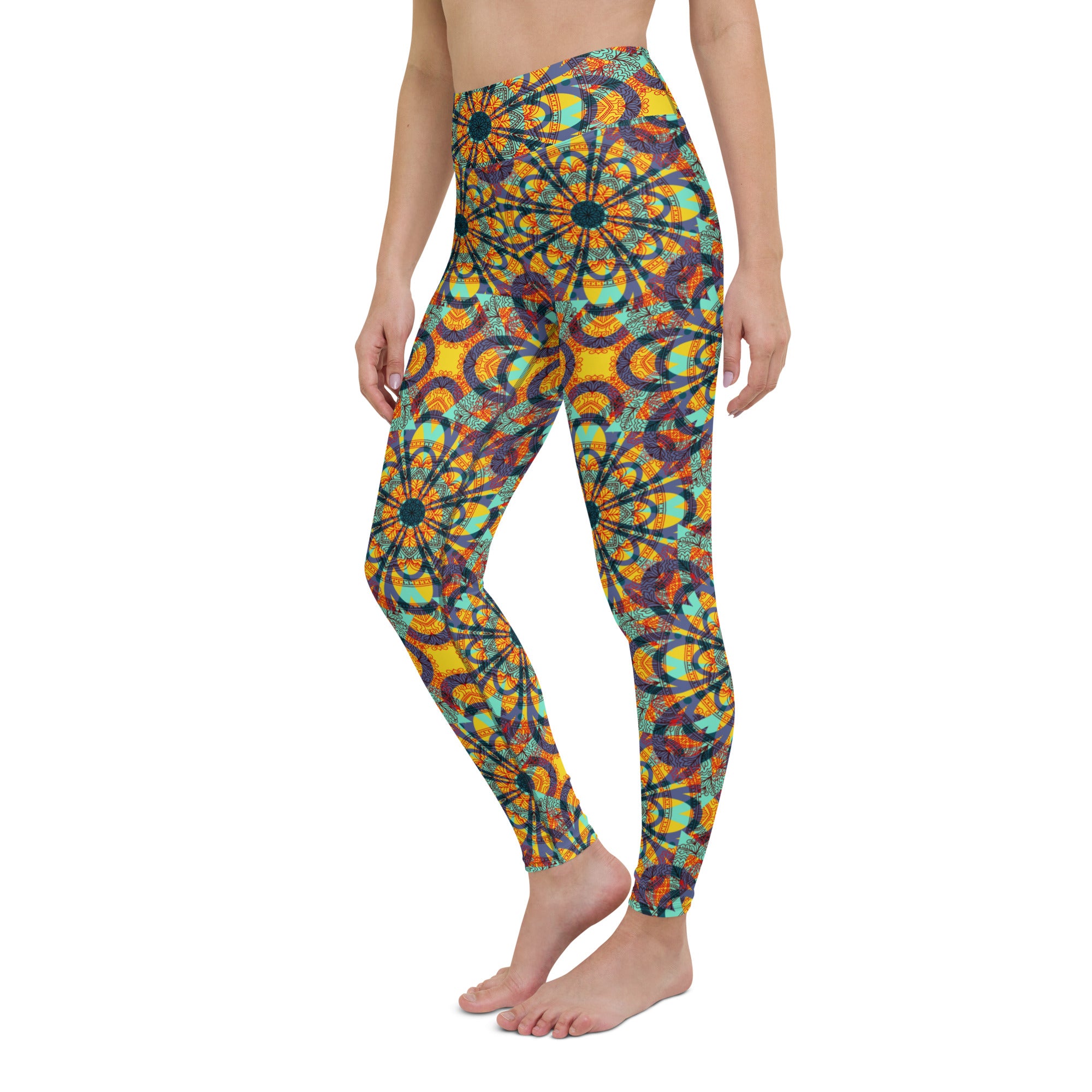 Yoga Leggings- Floral Kaleidoscope Multicolour