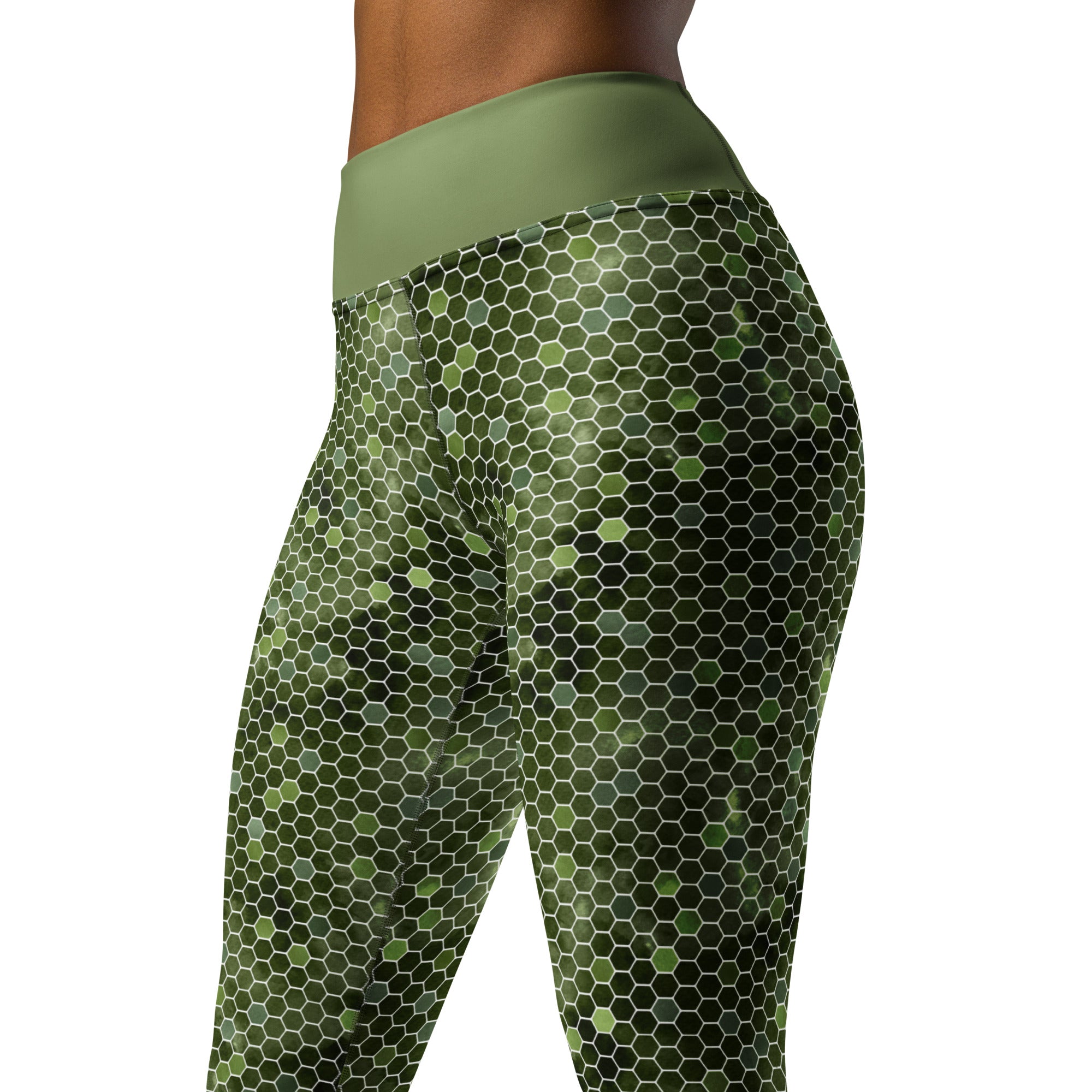 Yoga Leggings- Honeycomb Green