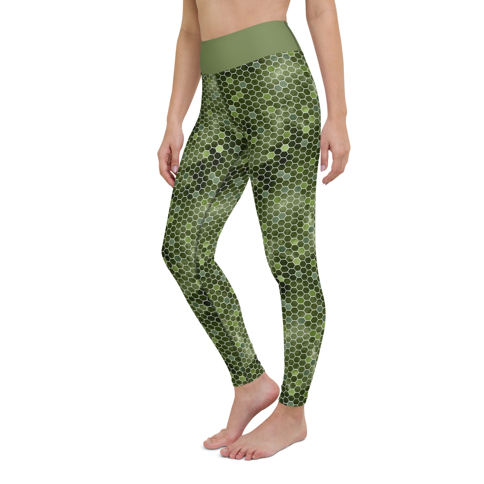 Yoga Leggings- Honeycomb Green