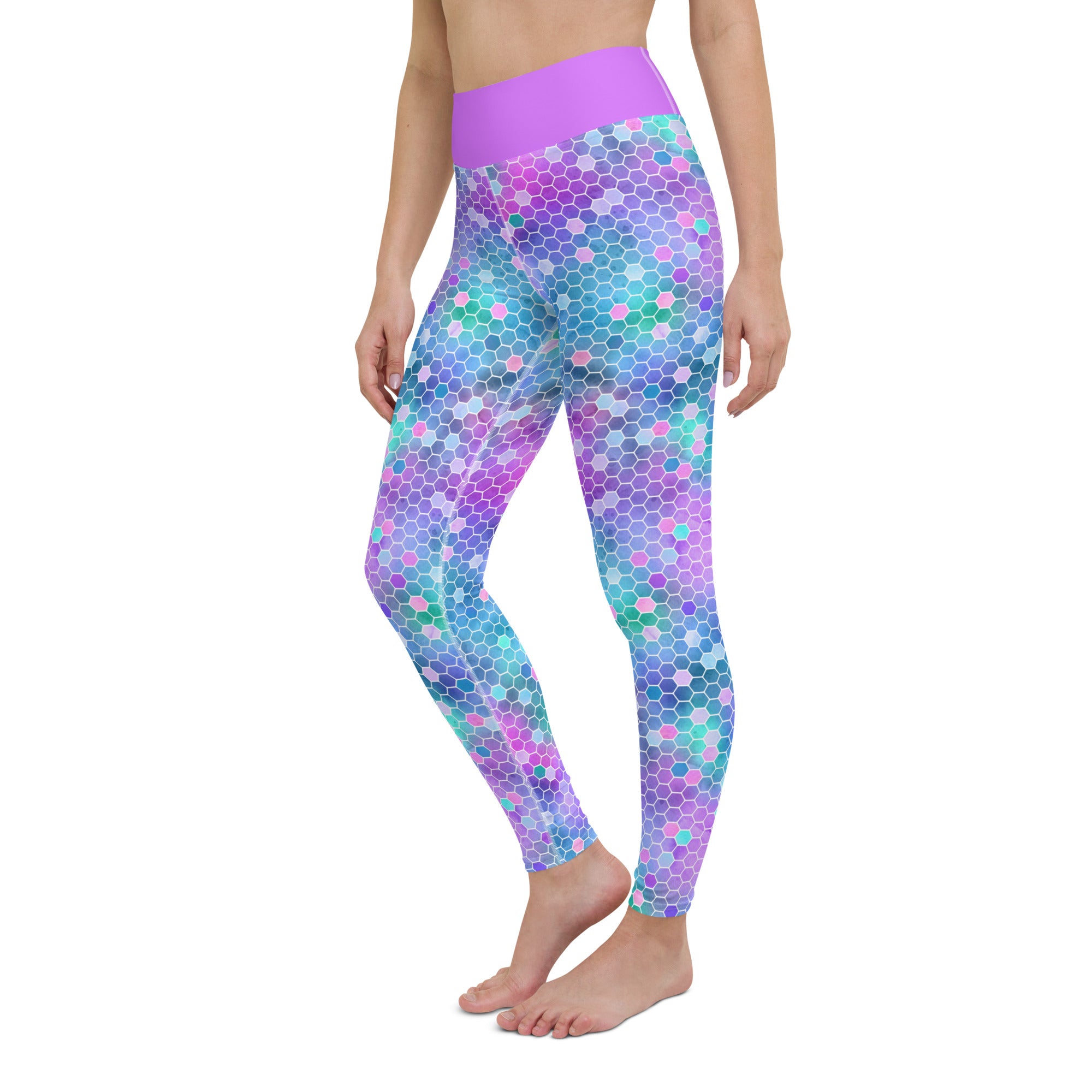 Yoga Leggings- Honeycomb Pink and Purple