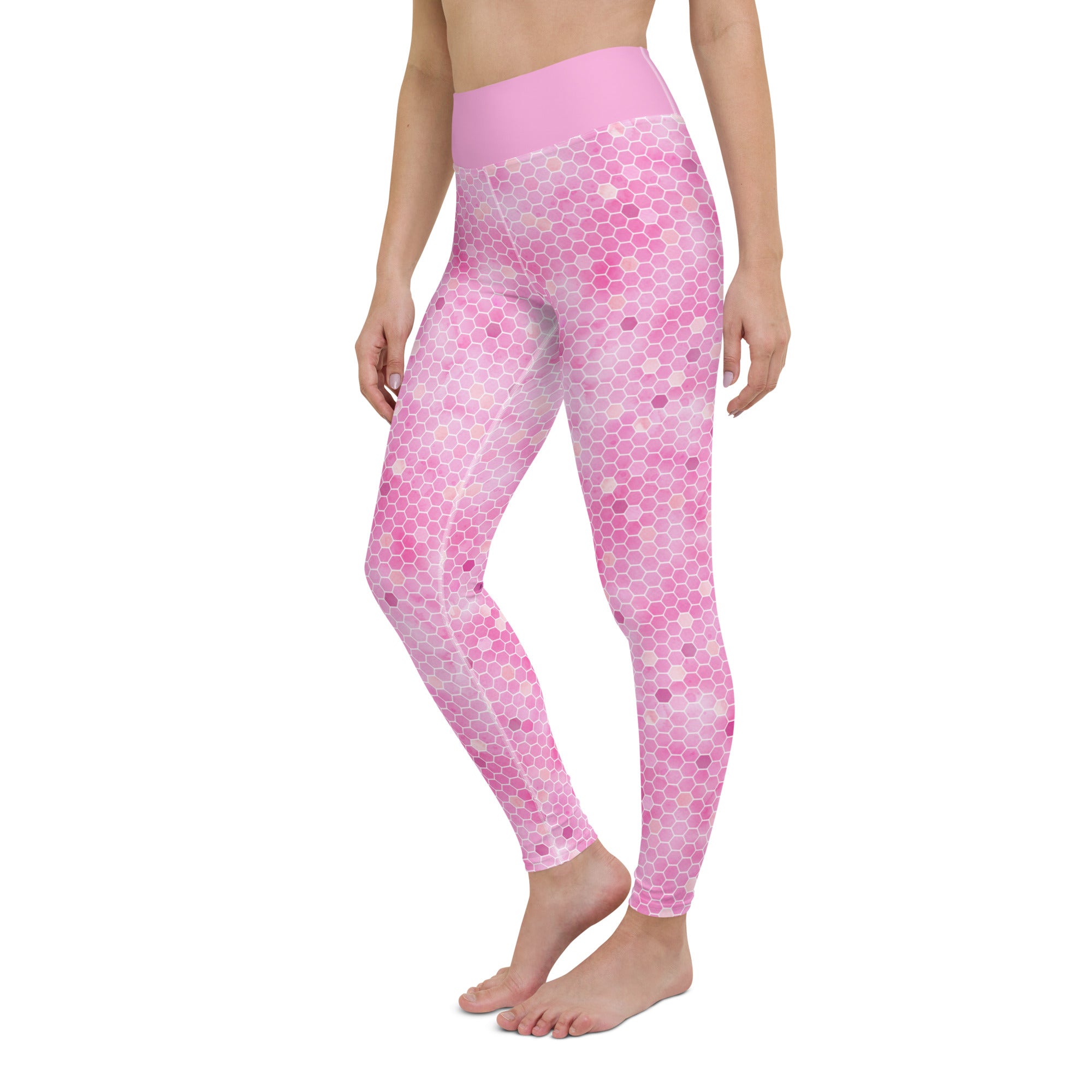 Yoga Leggings- Honeycomb Pink