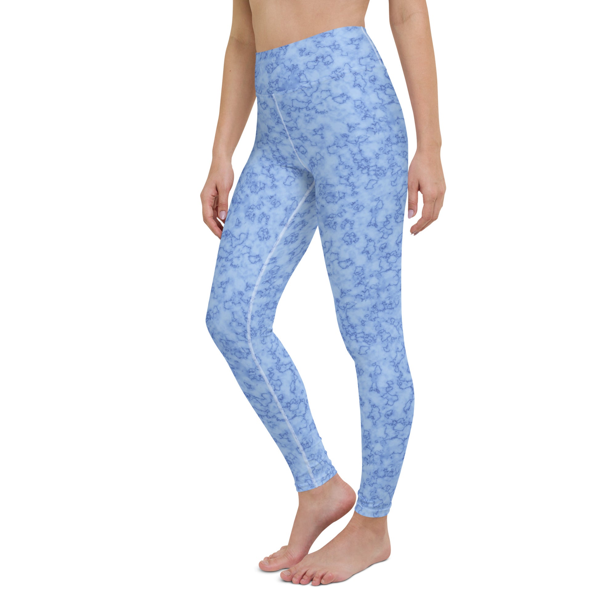 Yoga Leggings- Marble Light Blue