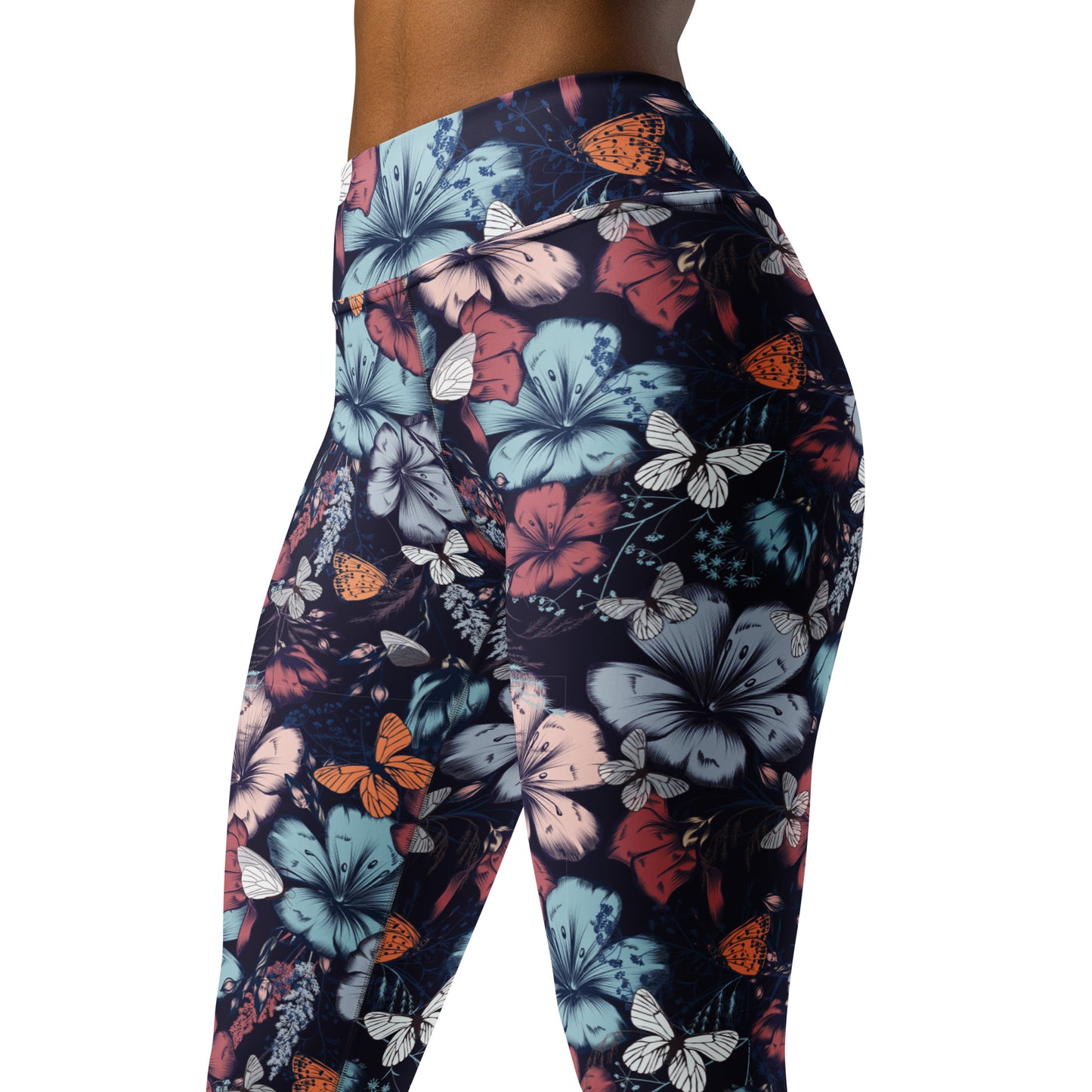 Yoga Leggings- Butterfly garden Vintage Style