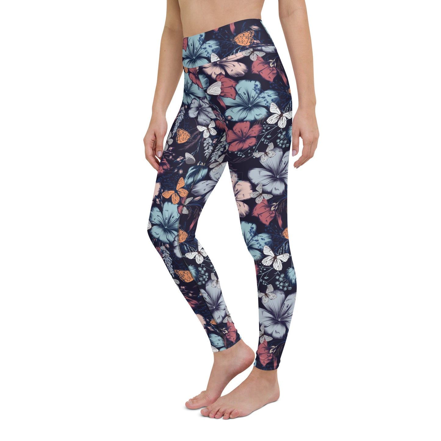 Yoga Leggings- Butterfly garden Vintage Style