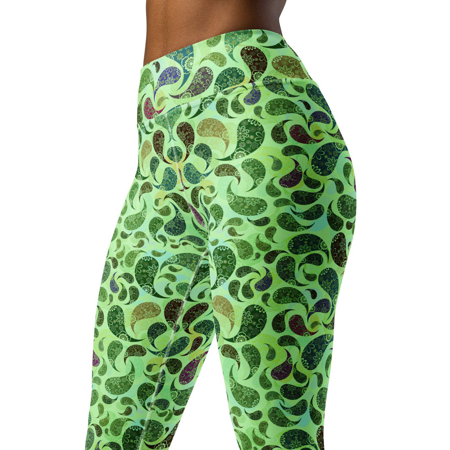 Yoga Leggings- Paisley Green