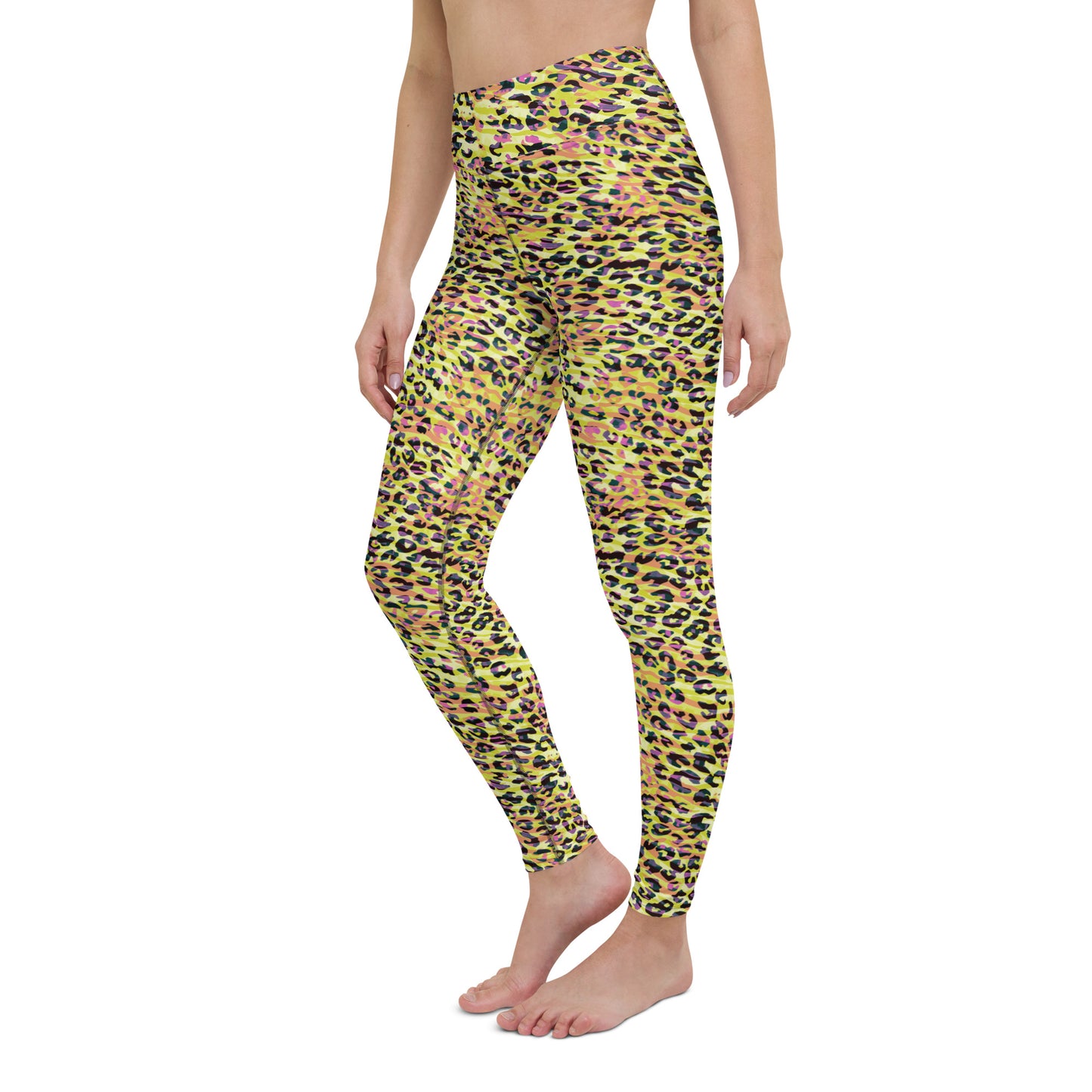 Yoga Leggings-  Zebra and Leopard Print Yellow with Orange