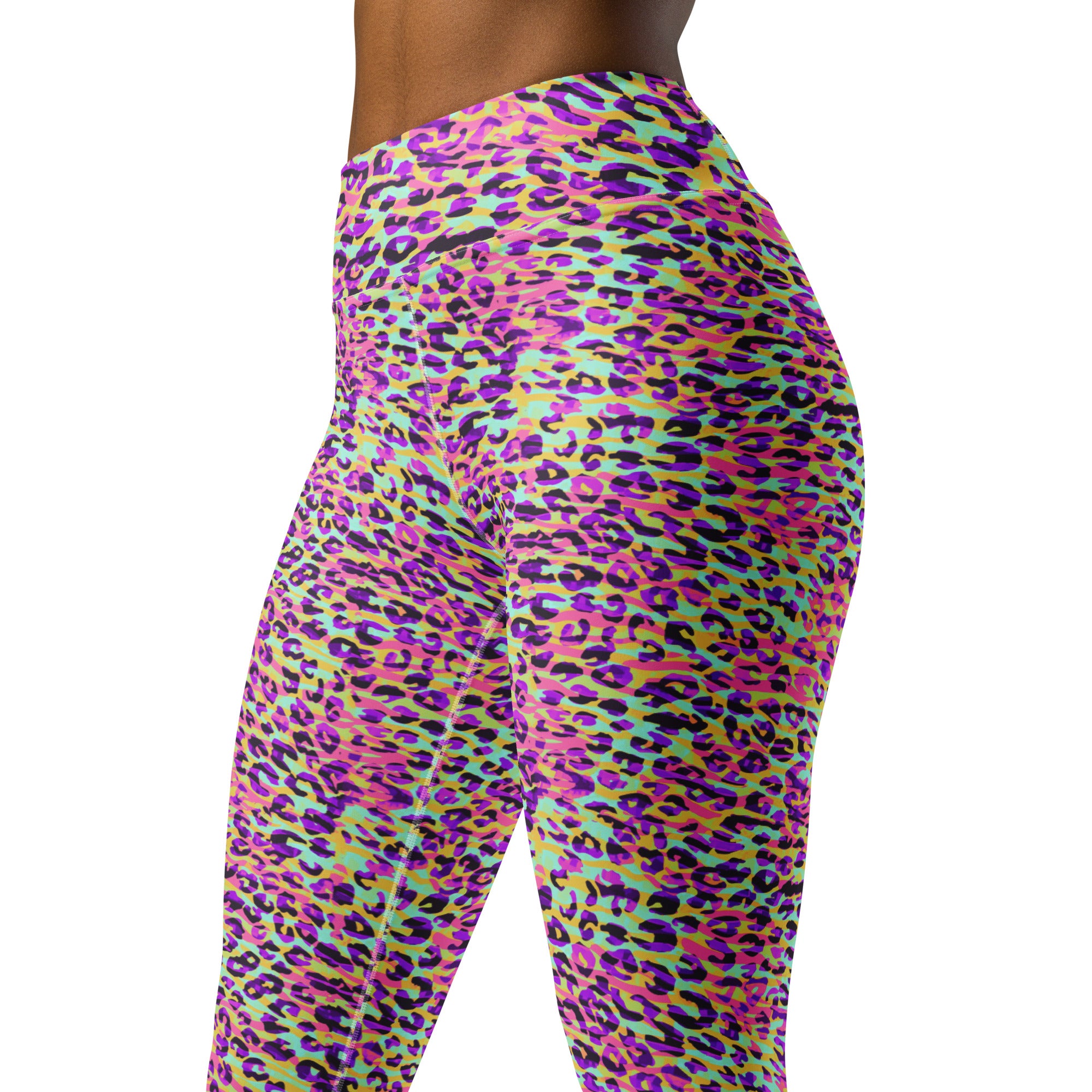 Yoga Leggings- ZEBRA AND LEOPARD PRINT PINK WITH YELLOW