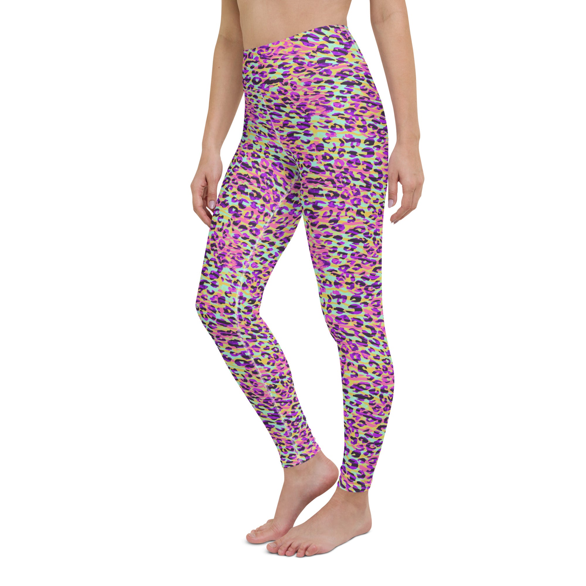 Yoga Leggings- ZEBRA AND LEOPARD PRINT PINK WITH YELLOW