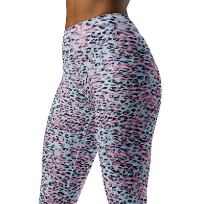 Yoga Leggings- ZEBRA AND LEOPARD PRINT PINK WITH CYAN