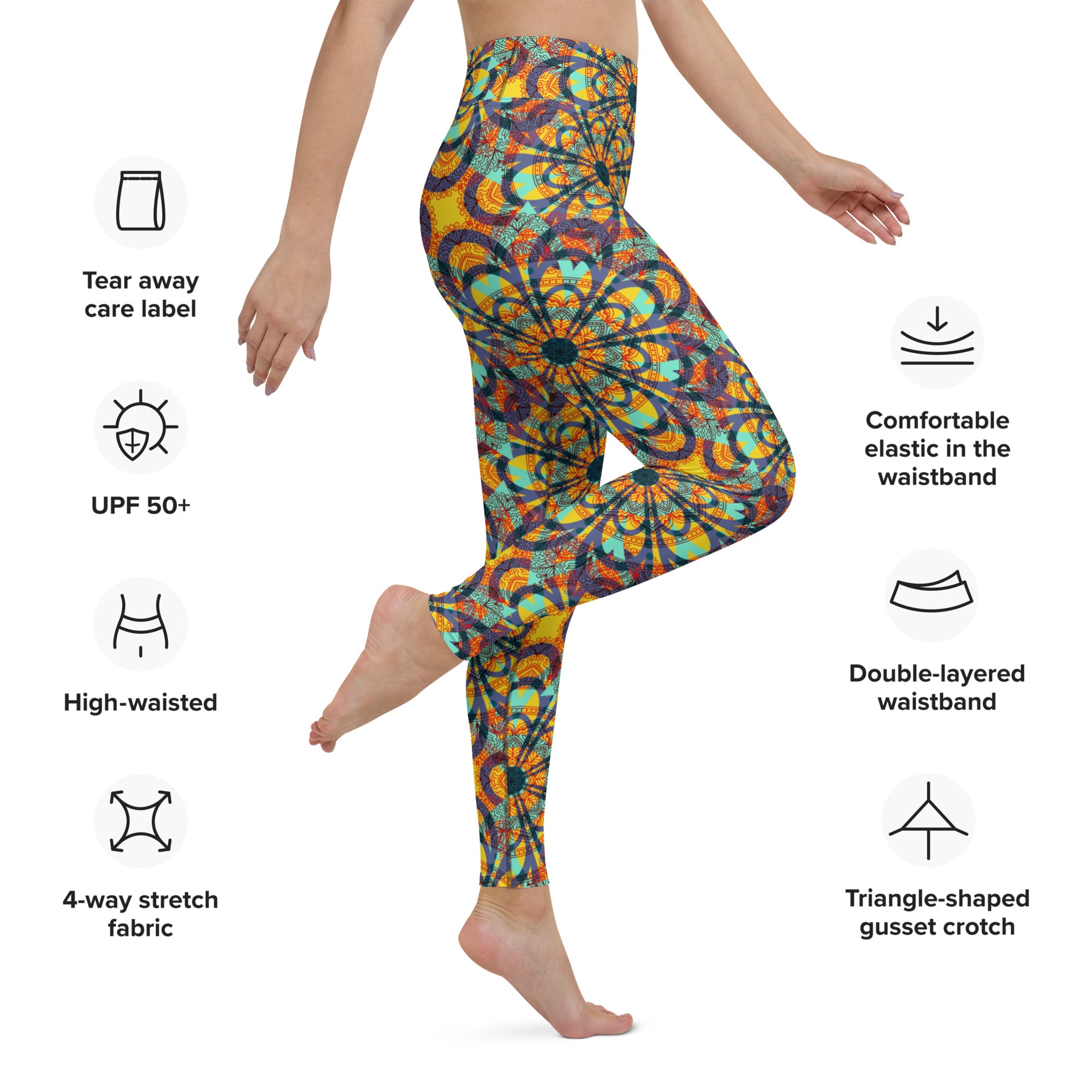 Yoga Leggings- Floral Kaleidoscope Multicolour