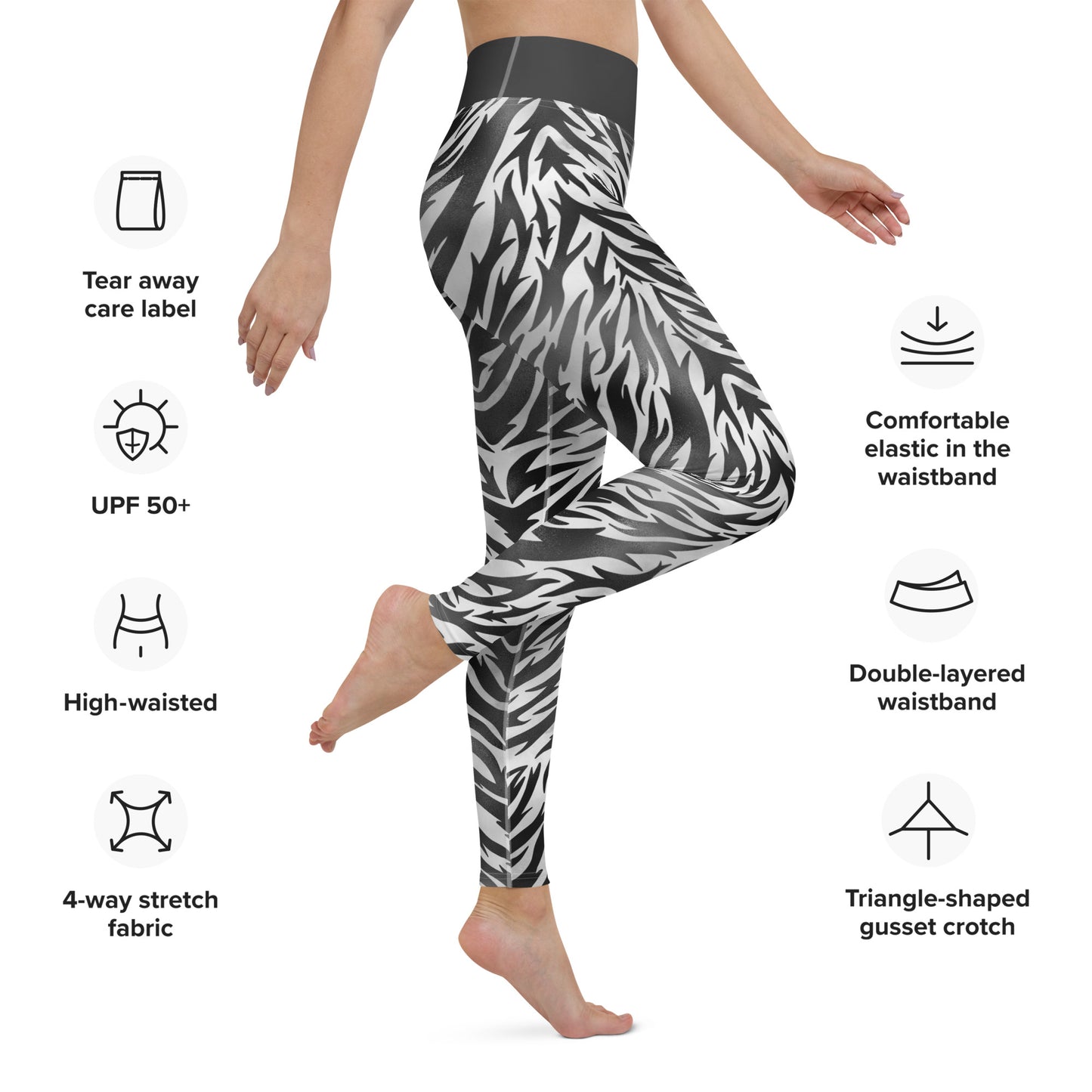 Yoga Leggings- Zebra print Black and White