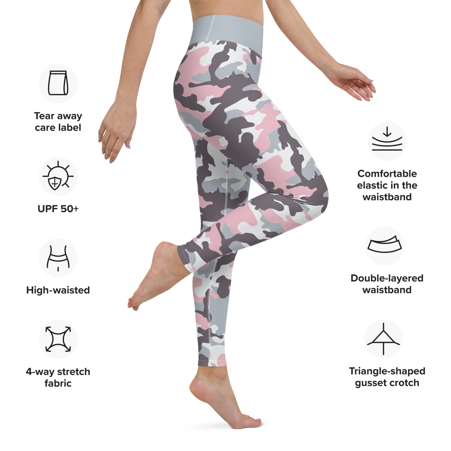 Yoga Leggings- Camo Pink and grey