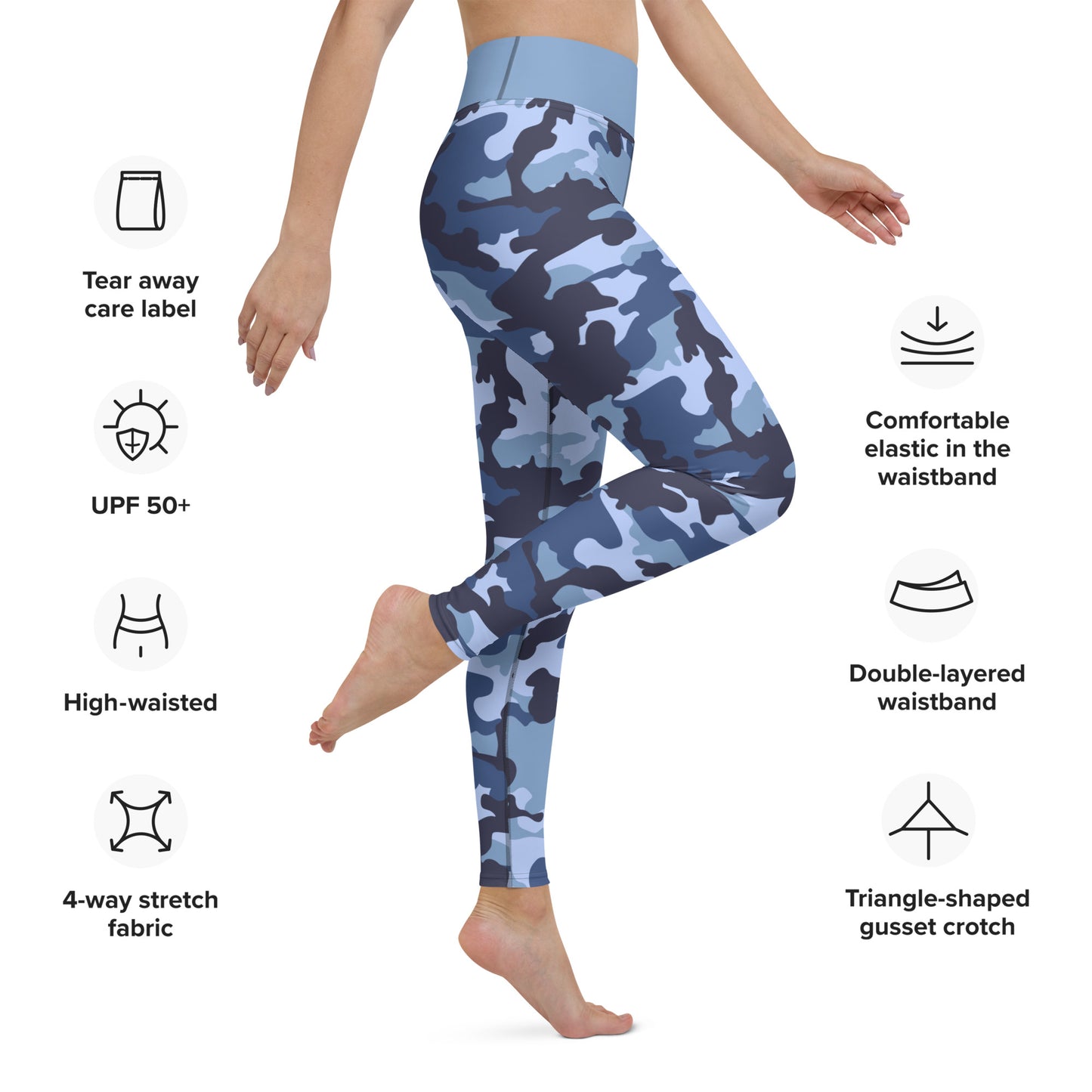 Yoga Leggings- Camo Blue