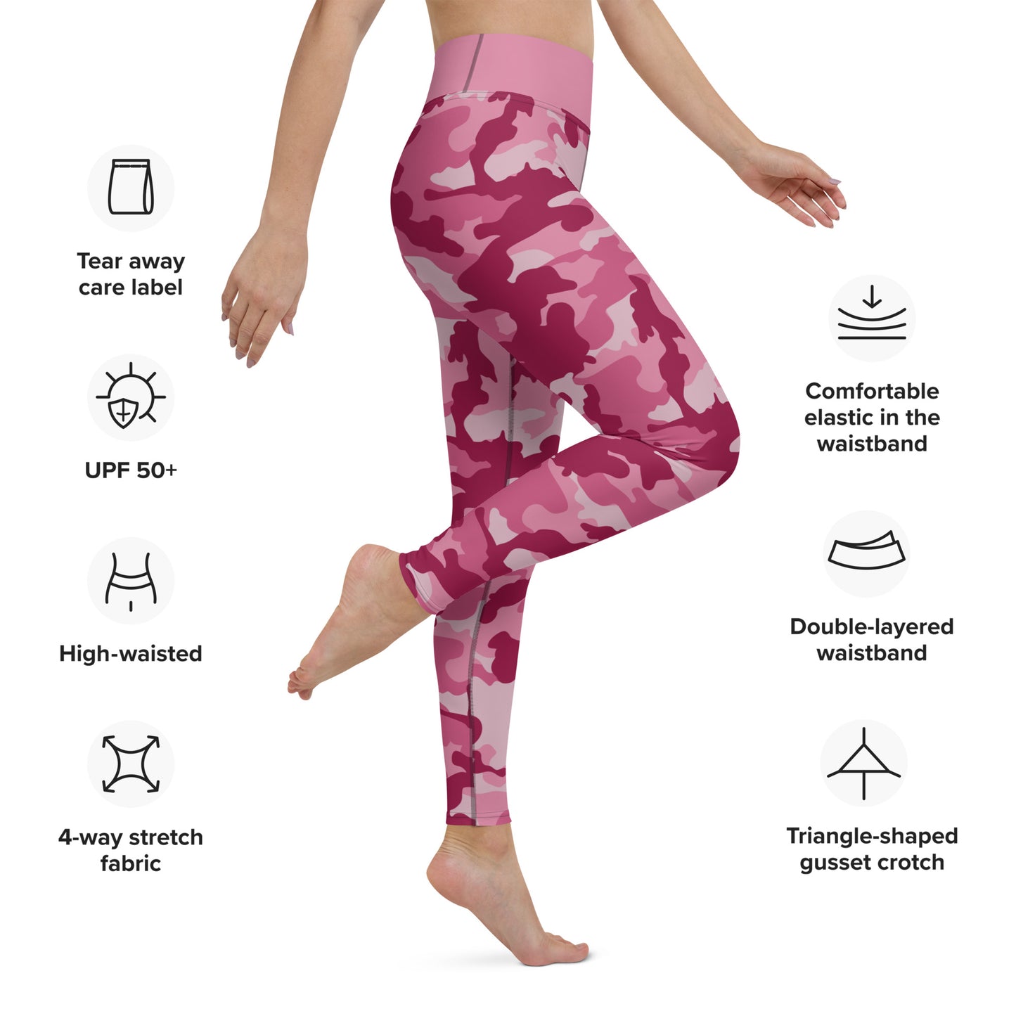 Yoga Leggings- Camo Dark Pink