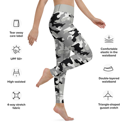 Yoga Leggings- Camo Grey and Black