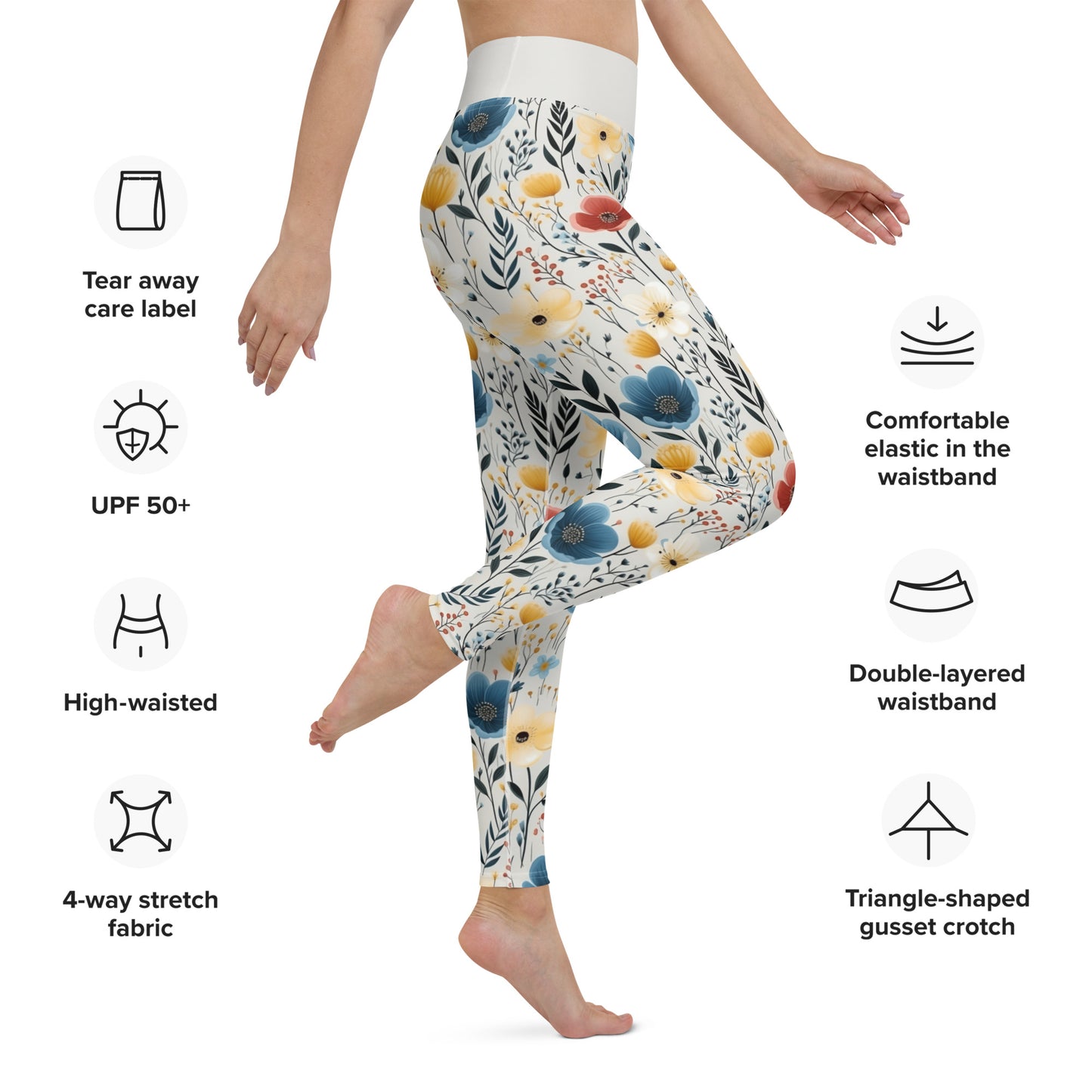 Yoga Leggings- Butterfly Garden Yellow