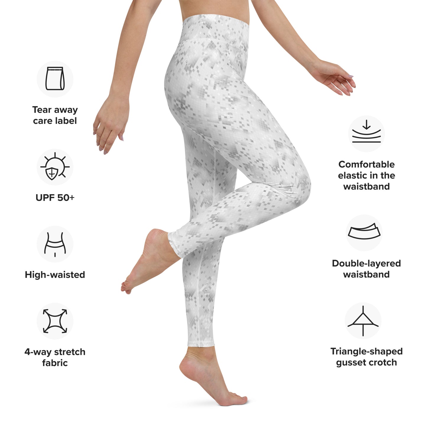 Yoga Leggings- Snake print White