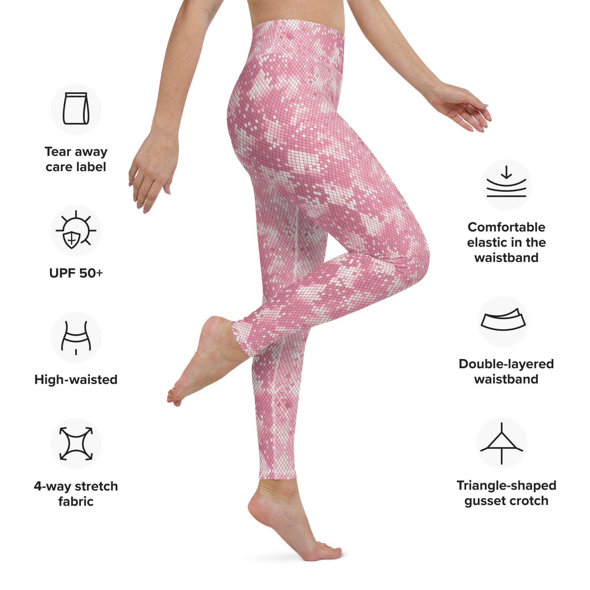 Yoga Leggings- Snake print Pink