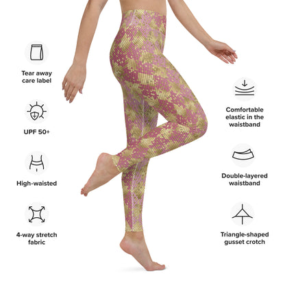 Yoga Leggings- Snake Print Gold and Pink