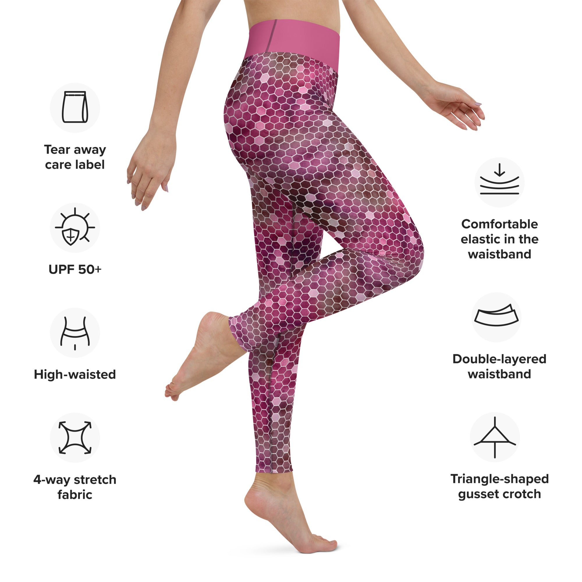 Yoga Leggings- Honeycomb Red