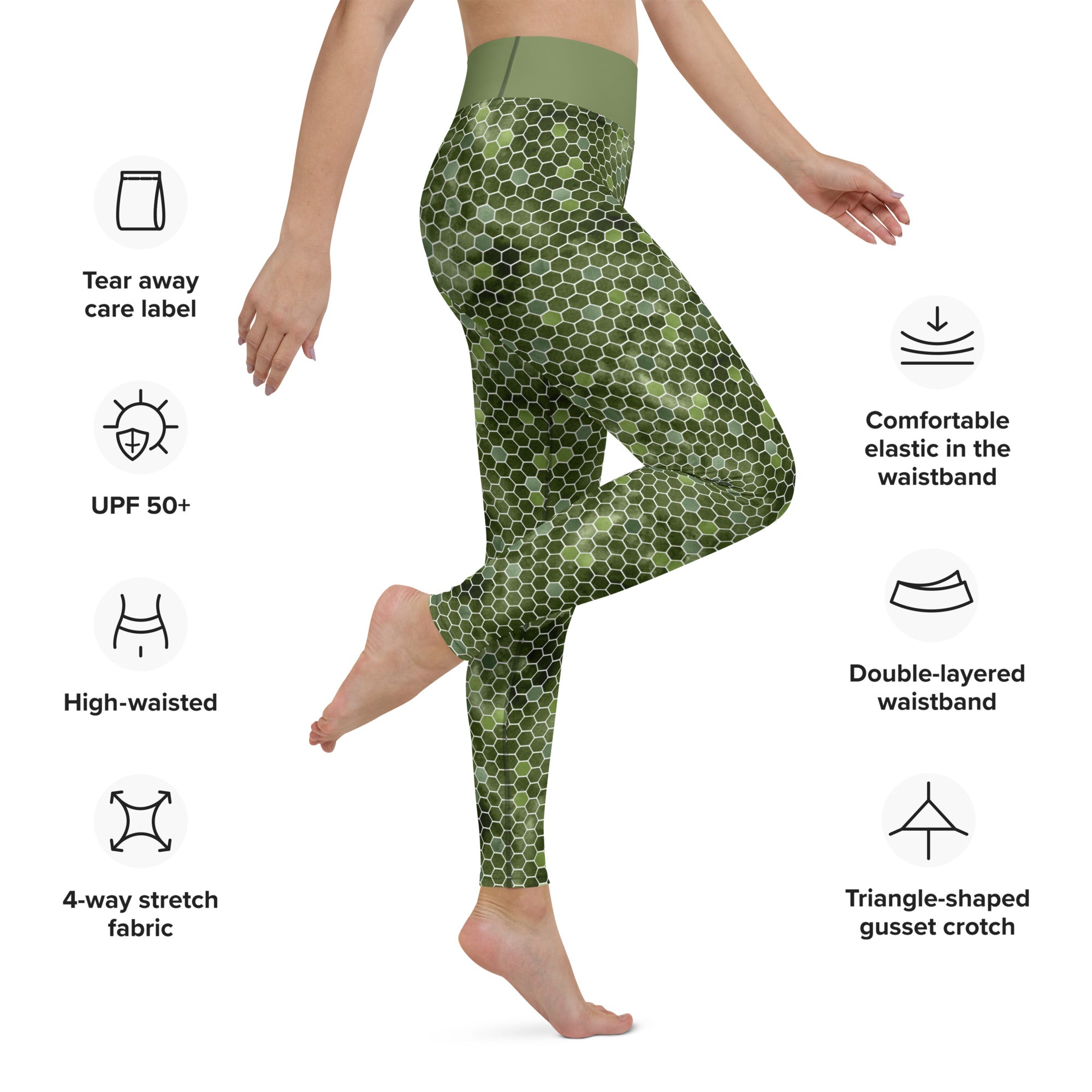 Yoga Leggings- Honeycomb Green