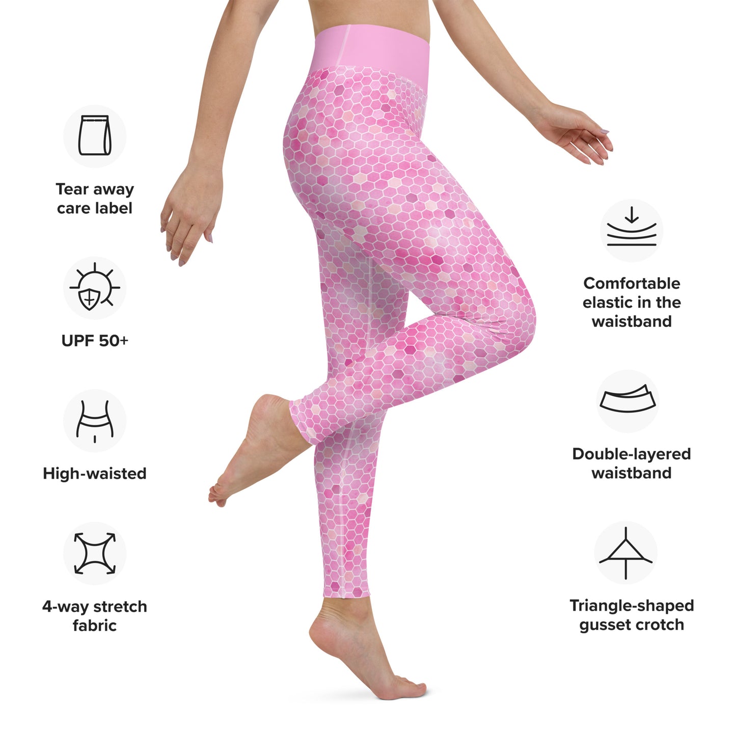 Yoga Leggings- Honeycomb Pink