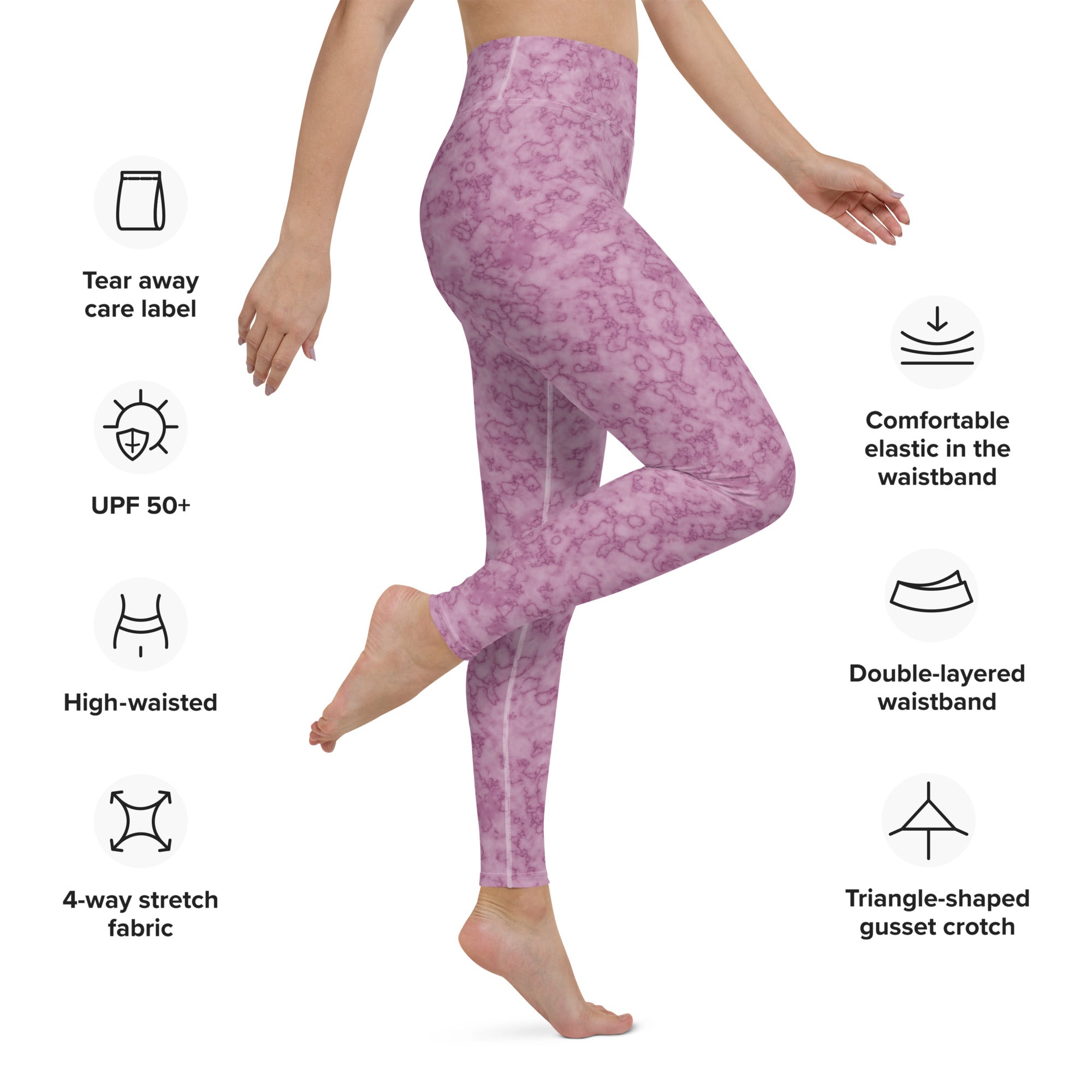 Yoga Leggings- Marble Dark pink
