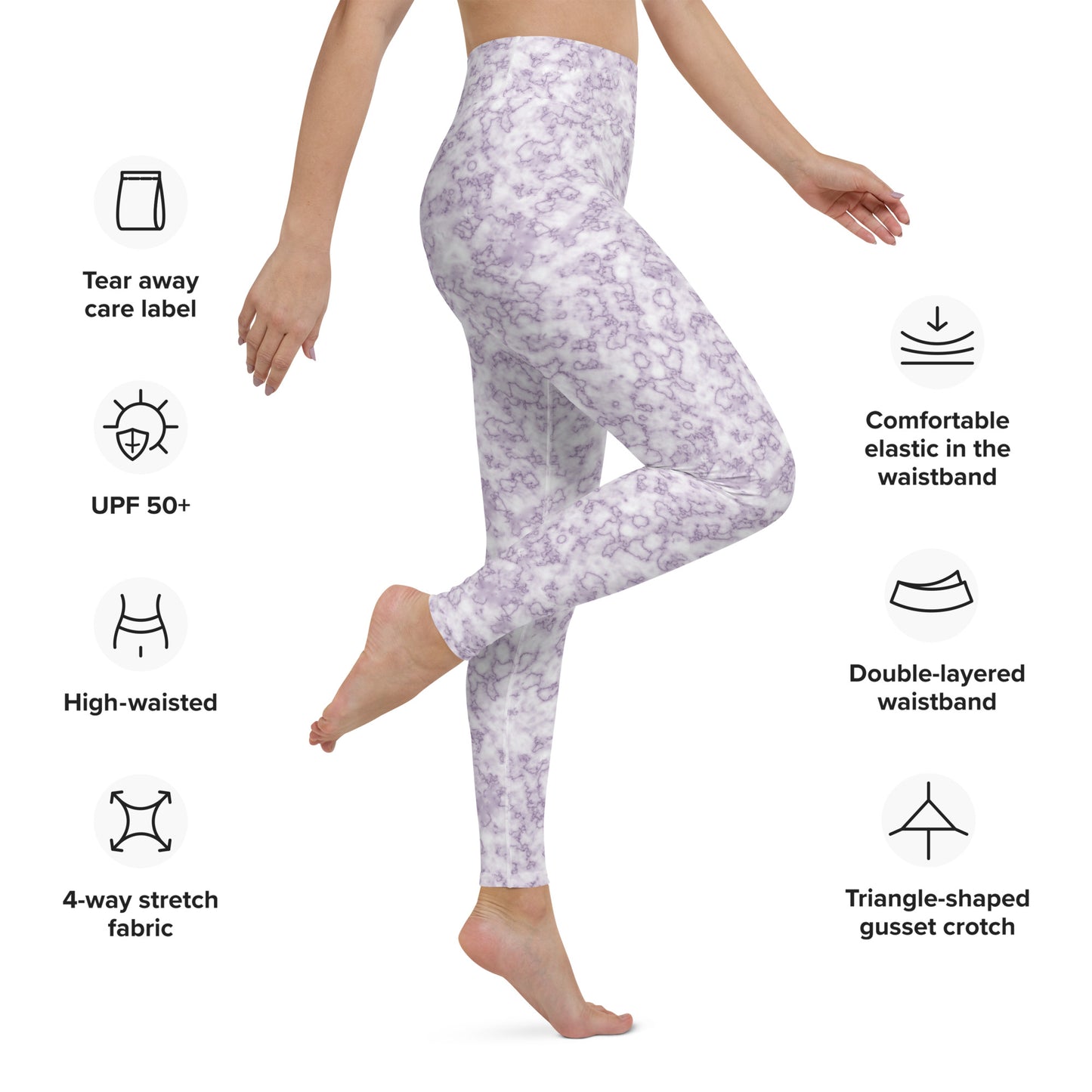 Yoga Leggings- Marble Purple