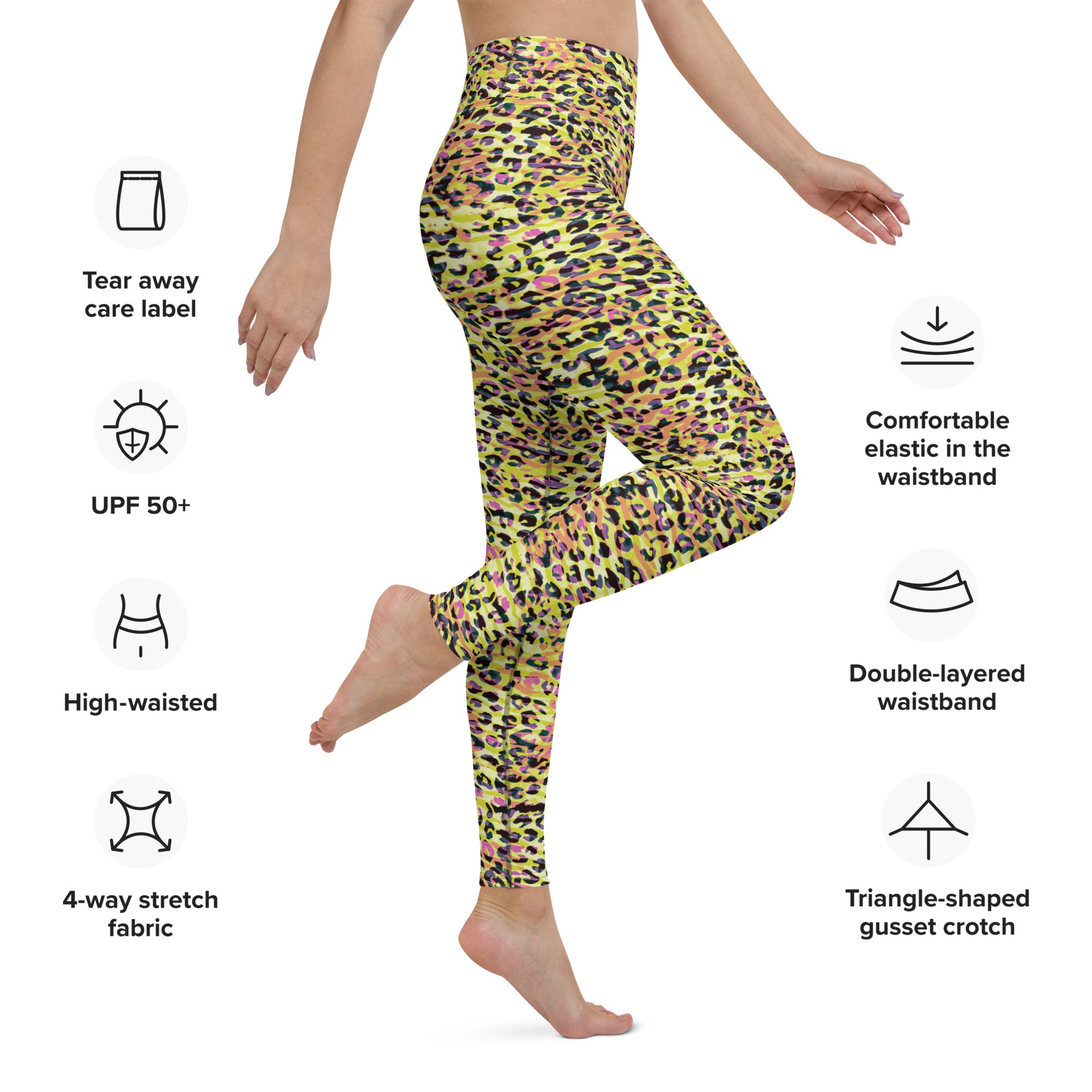 Yoga Leggings-  ZEBRA AND LEOPARD PRINT YELLOW WITH ORANGE