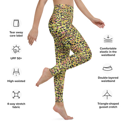 Yoga Leggings-  Zebra and Leopard Print Yellow with Orange
