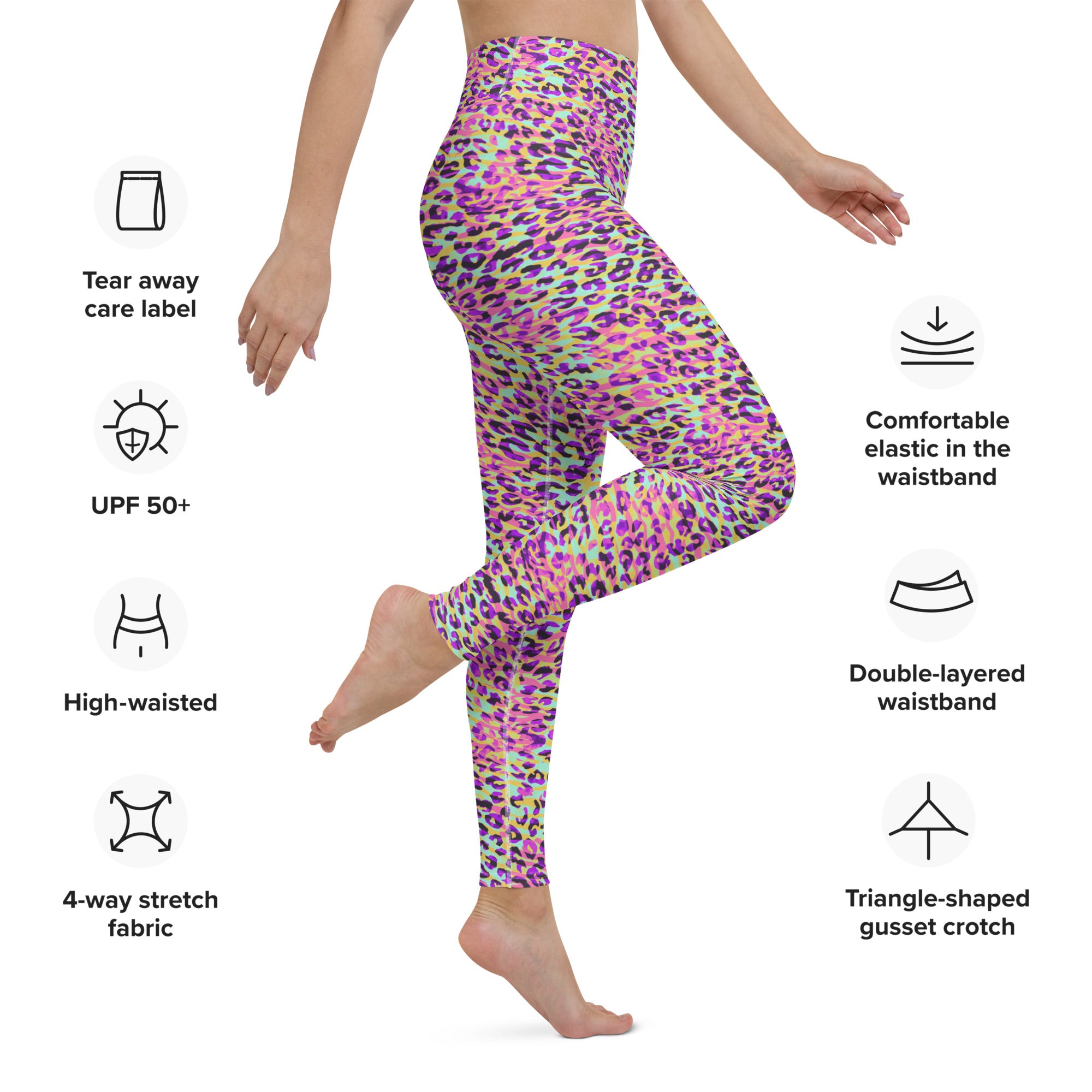 Yoga Leggings- ZEBRA AND LEOPARD PRINT PINK WITH YELLOW