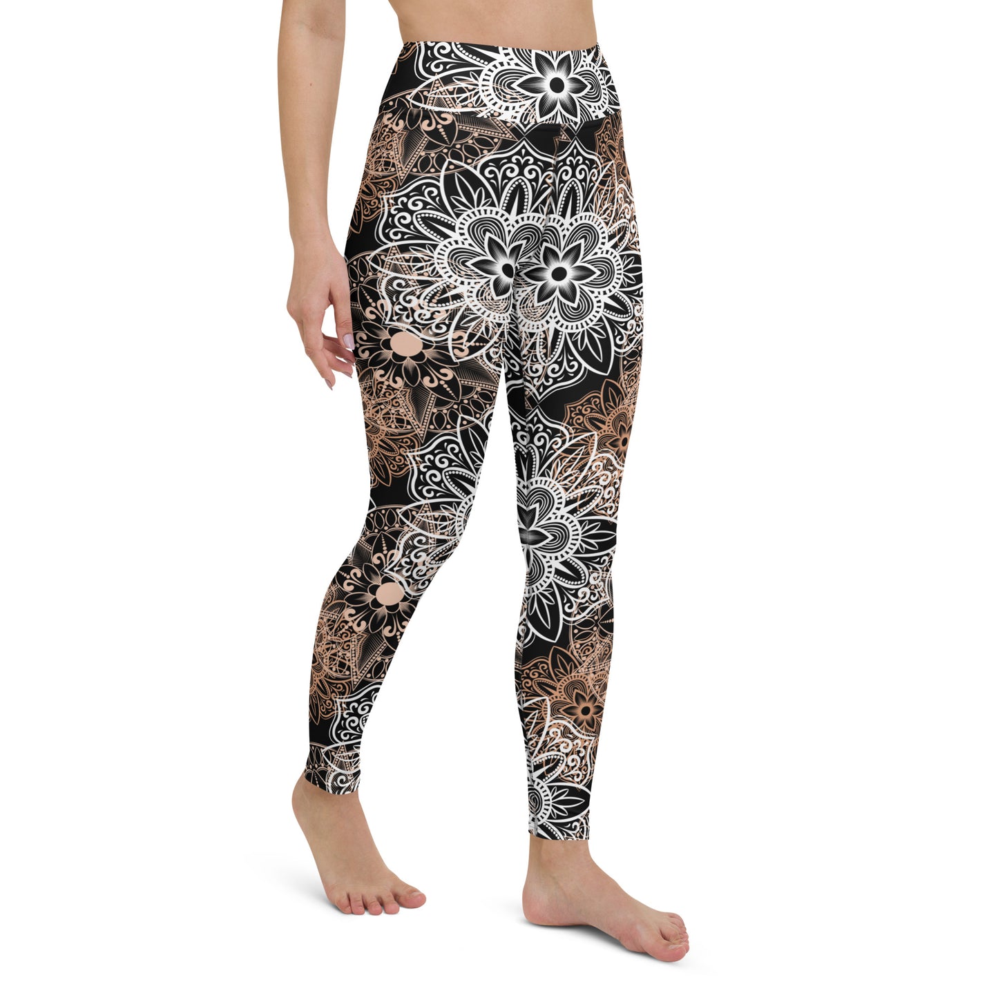Yoga Leggings- Mandala Brown and Black