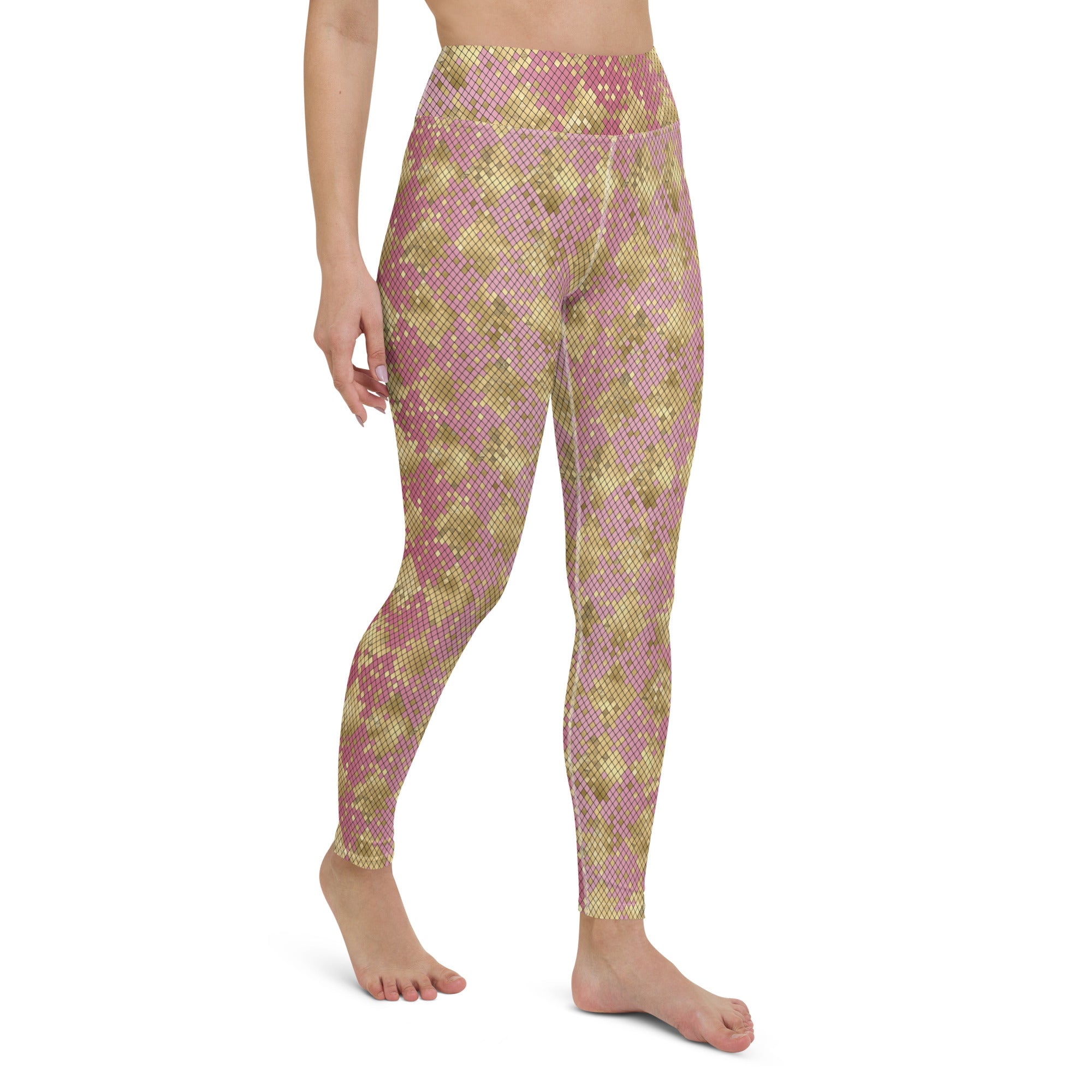 Yoga Leggings- Snake Print Gold and Pink