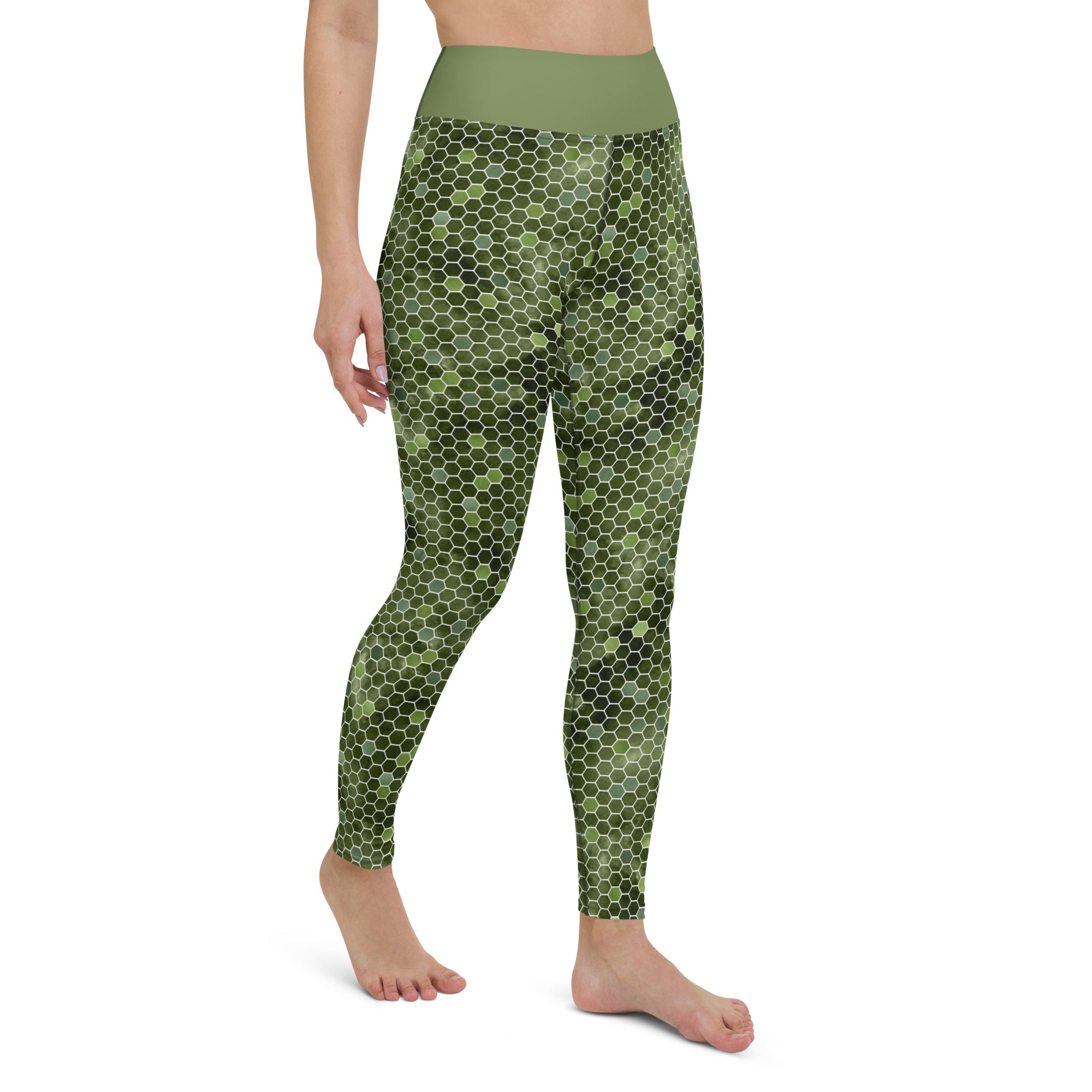 Yoga Leggings- Honeycomb Green