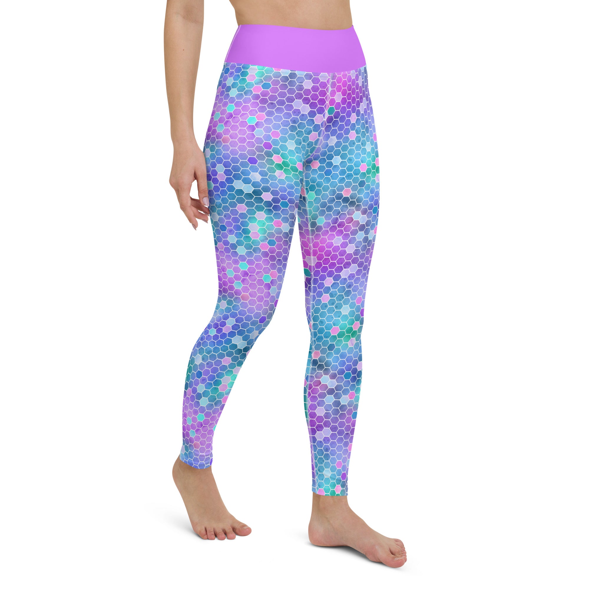 Yoga Leggings- Honeycomb Pink and Purple