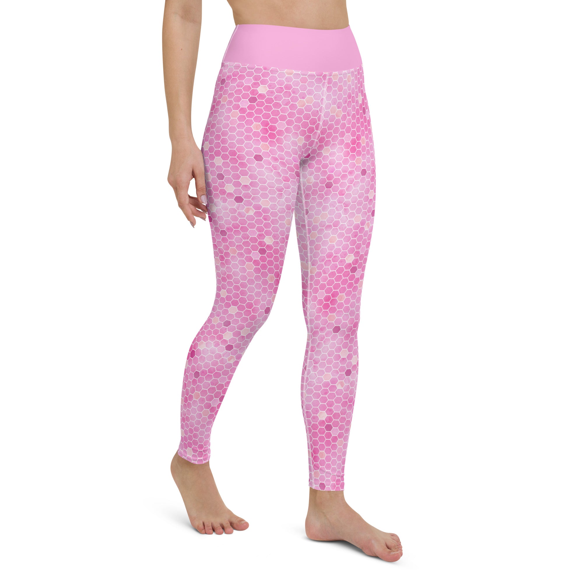 Yoga Leggings- Honeycomb Pink