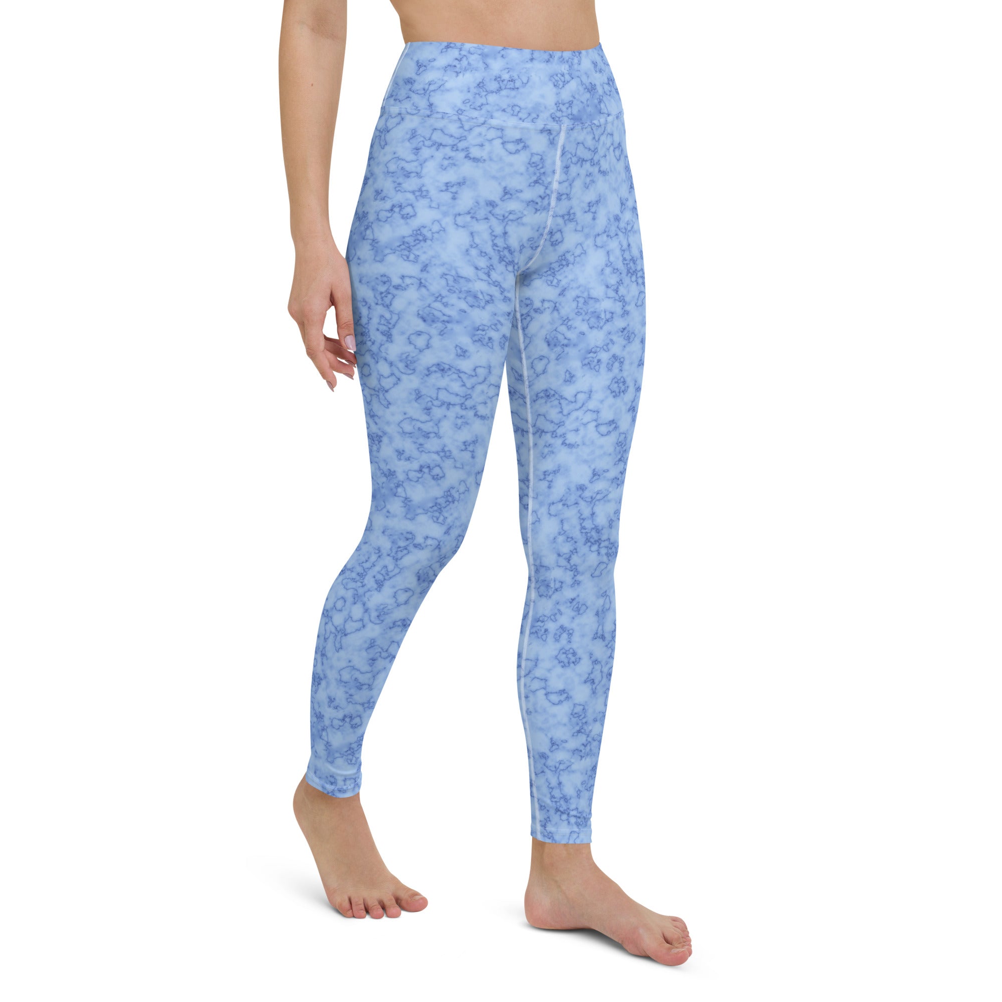 Yoga Leggings- Marble Light Blue