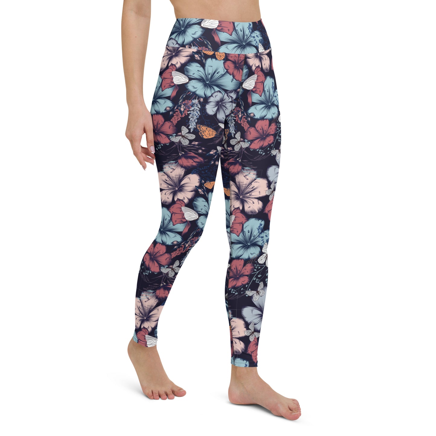 Yoga Leggings- Butterfly garden Vintage Style