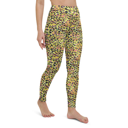Yoga Leggings-  Zebra and Leopard Print Yellow with Orange