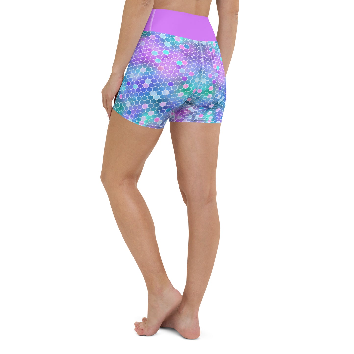 Yoga Shorts- Honeycomb Pink and Purple
