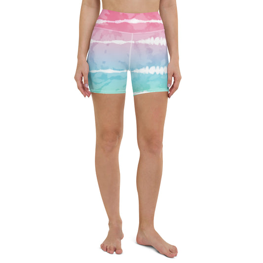 Yoga Shorts- Tie Dye Multicolour Stripes I