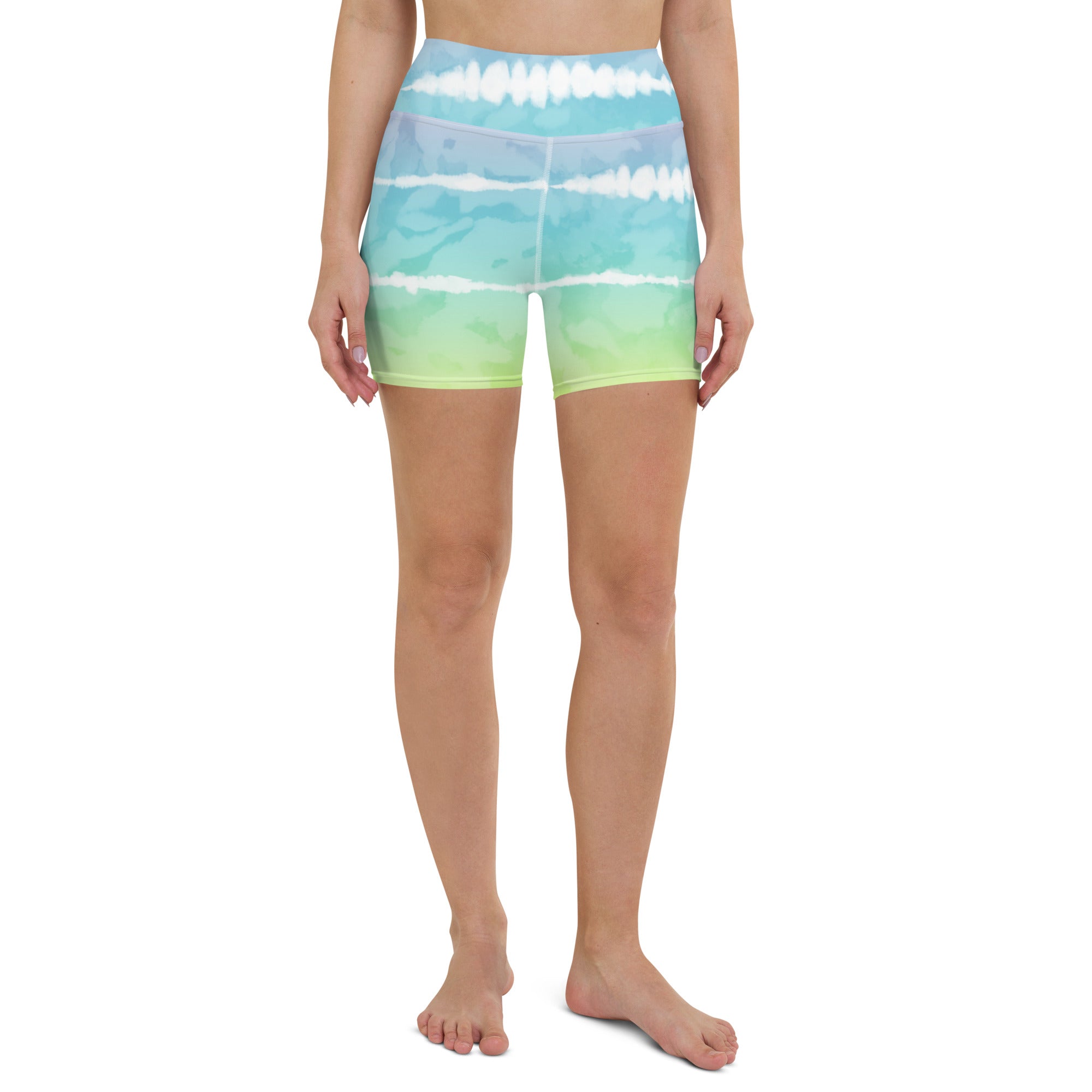 Yoga Shorts- Tie Dye Multicolour Stripes 02