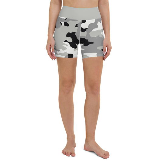 Yoga Shorts- Camo Grey and Black
