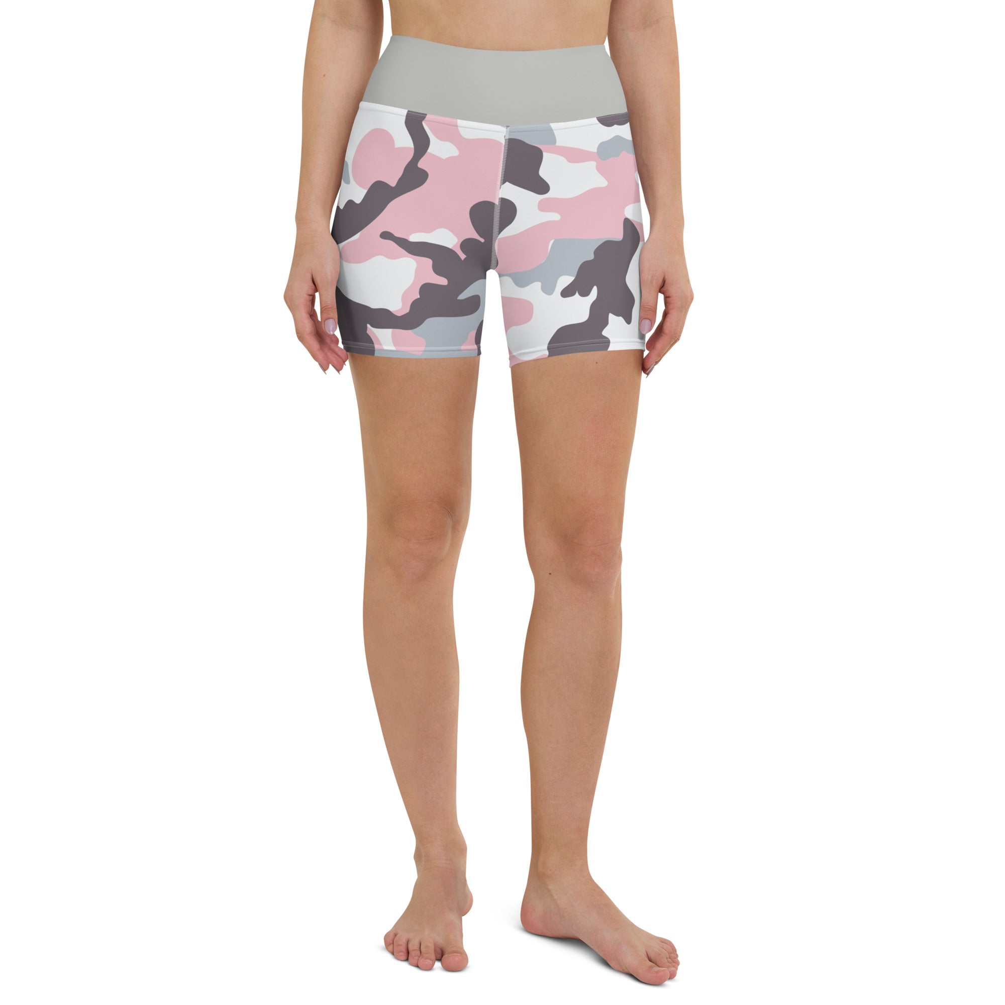 Yoga Shorts- Camo Pink and Grey