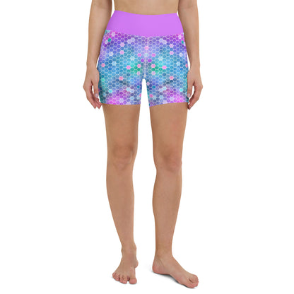 Yoga Shorts- Honeycomb Pink and Purple