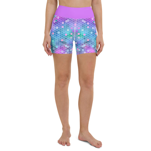 Yoga Shorts- Honeycomb Pink and Purple