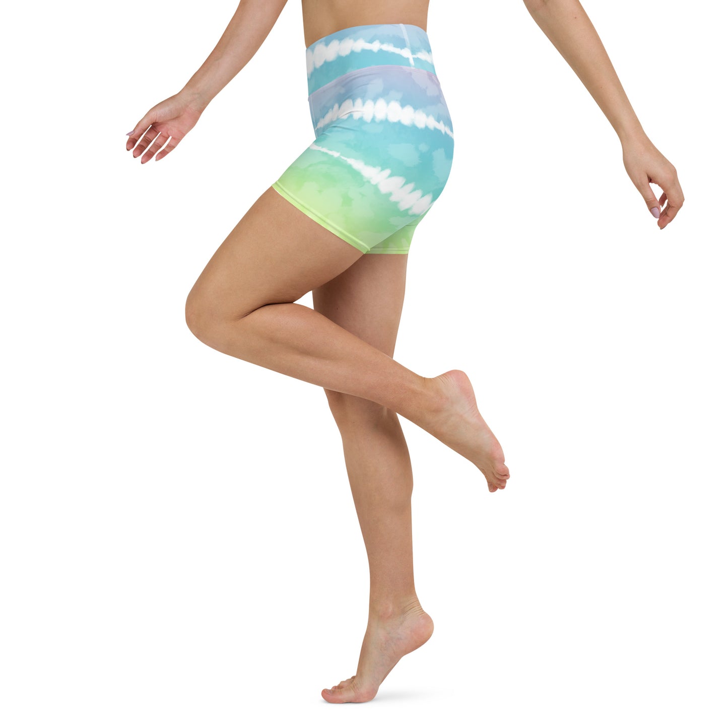 Yoga Shorts- Tie Dye Multicolour Stripes II